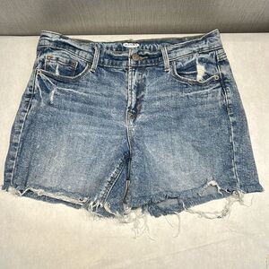 Old Navy Distressed Denim Shorts Cutoffs Sz 6 High Rise 4.5” Inseam Cut Offs